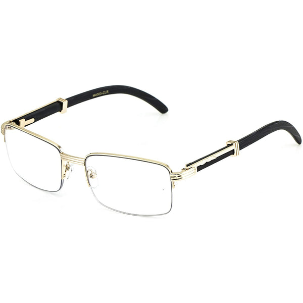 Wood Art Nouveau Vintage Semi Rimless Style Rich Frame Eyeglasses - Flawless Eyewear