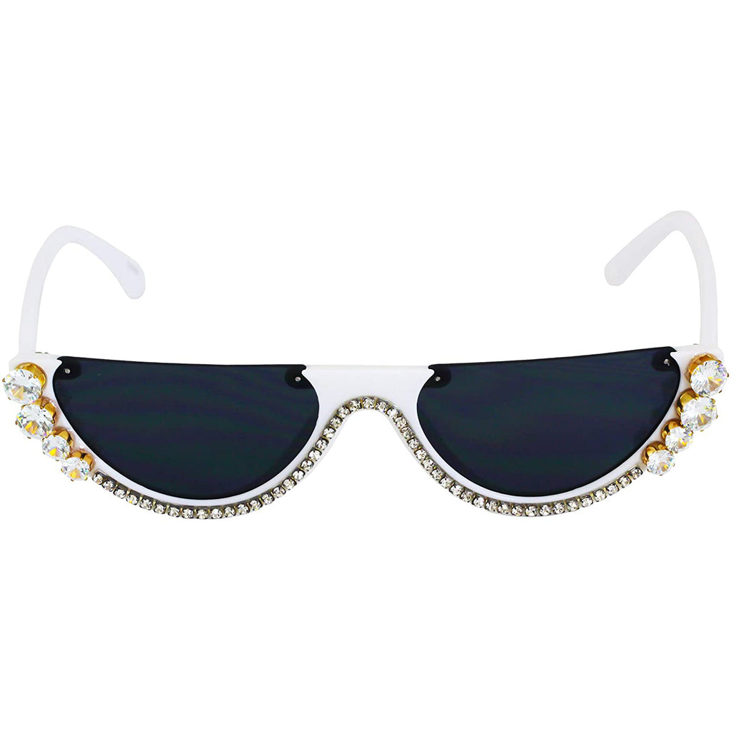 GLO Edge Cut Rimless Cat Eye Rhinestone Sunglasses