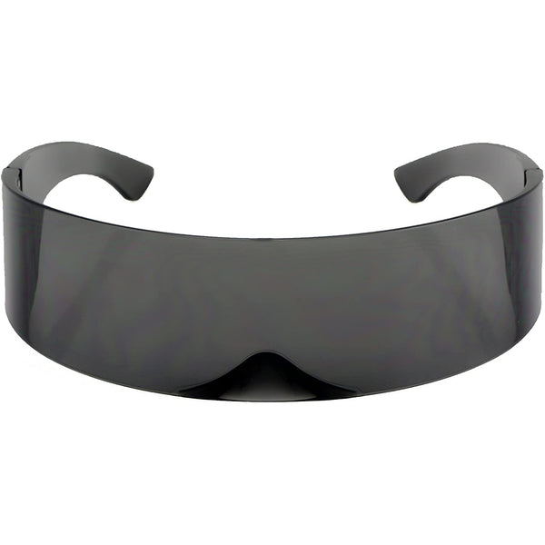 Futuristic Shield Sunglasses Space Alien Costume Party Cyclops Colored Mirror Mono Lens Wrap Around Sunglasses - Flawless Eyewear