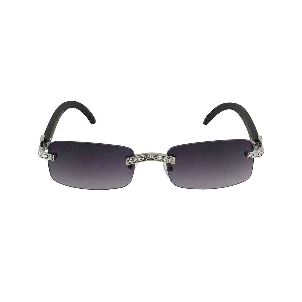Luxury Glasses Fashion Crystal Wood Retro Vintage Style Rimless Sunglasses - Flawless Eyewear
