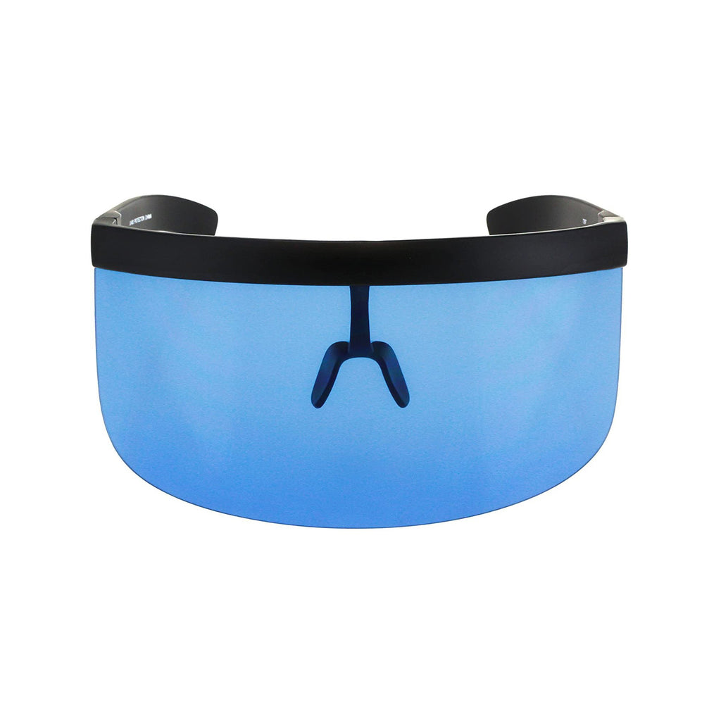 Futuristic Oversize Shield Visor Sunglasses Flat Top Mirrored Mono Lens 172mm - Flawless Eyewear