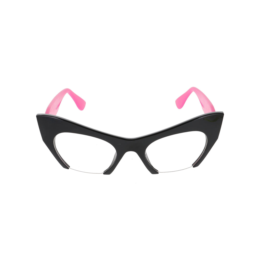 Semi Rimless Women Retro Cat Eye Razor Style Clear Lens EYEGLASSES - Flawless Eyewear