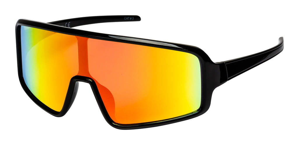 Black Wrap Around Visor Sunglasses