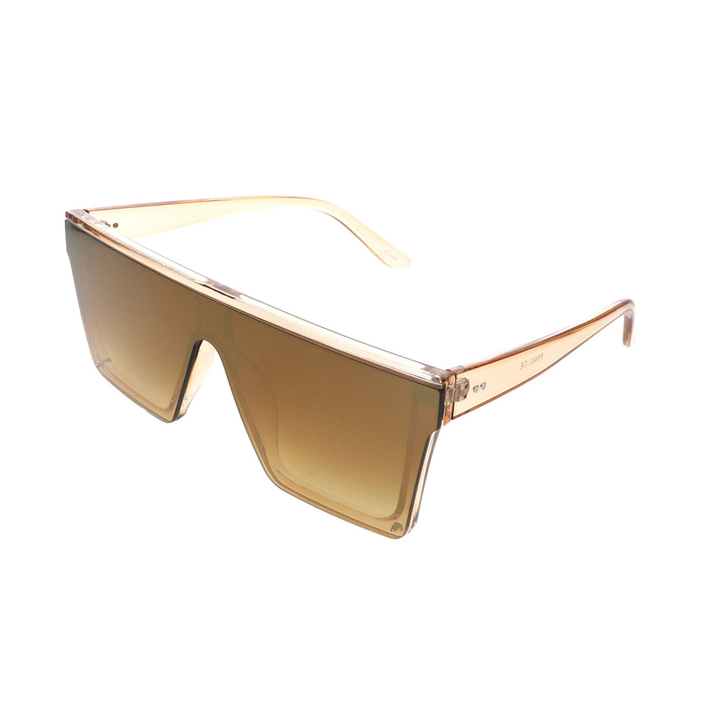Square Oversized Sunglasses for Women Men Fashion Flat Top Big Frame Shades， Transparent Pink Frame/Gradient Pink Lens 