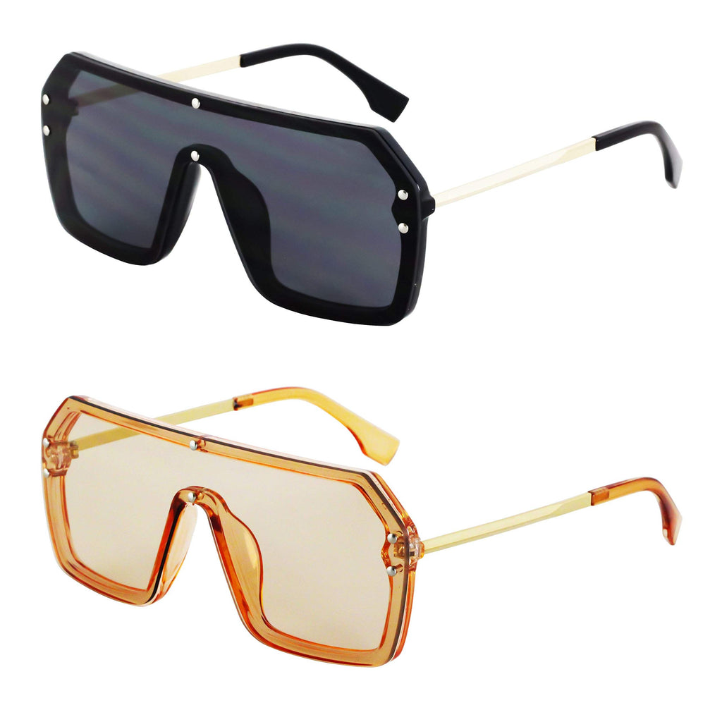 Blue Ocean & Gold Square Frameless Sunglasses