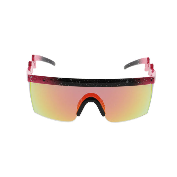 Semi Rimless Goggle Style Retro Rainbow Mirrored Lens ZigZag Sunglasses - Flawless Eyewear