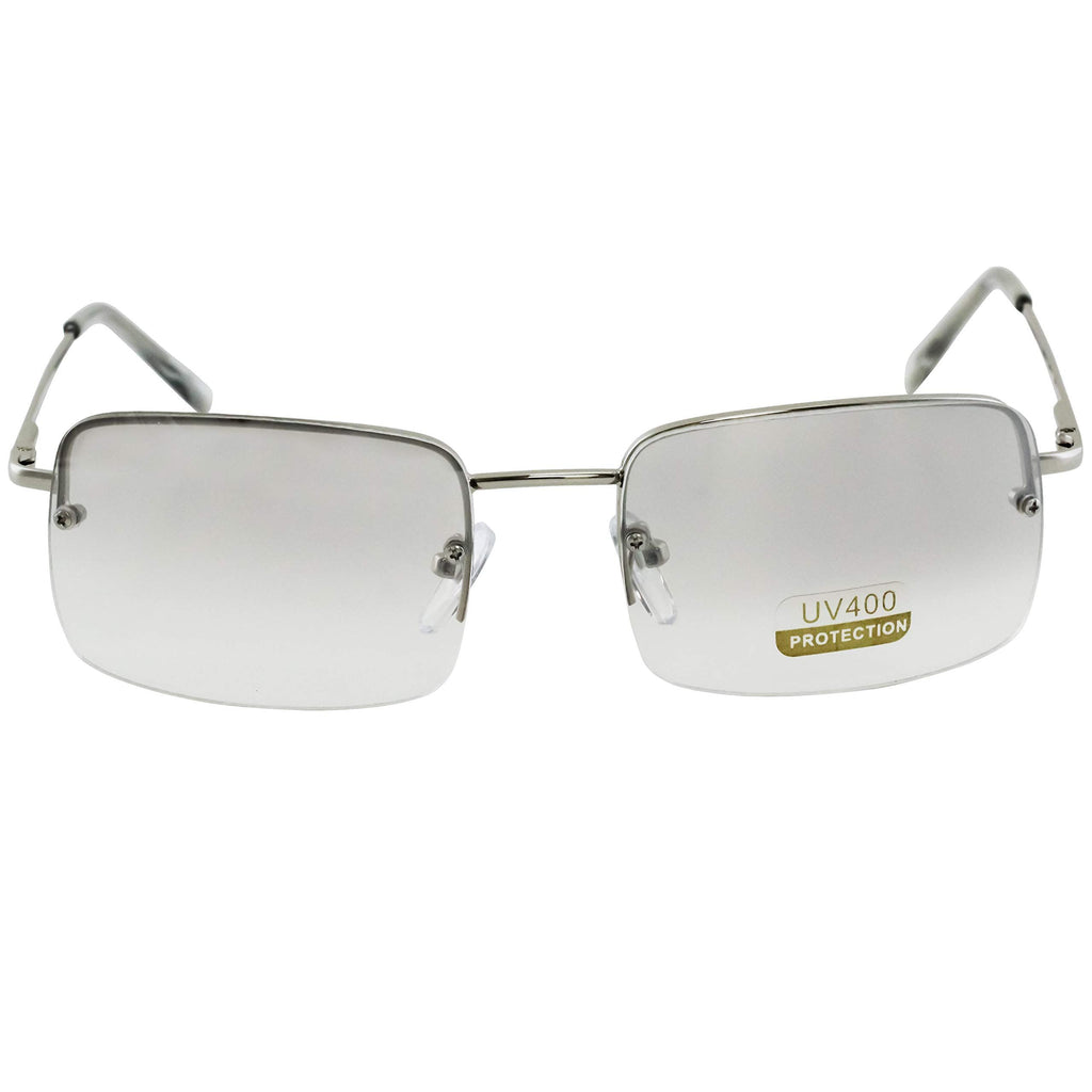 Gunmetal Wide Rectangle Rimless Tinted Sunglasses with Medium