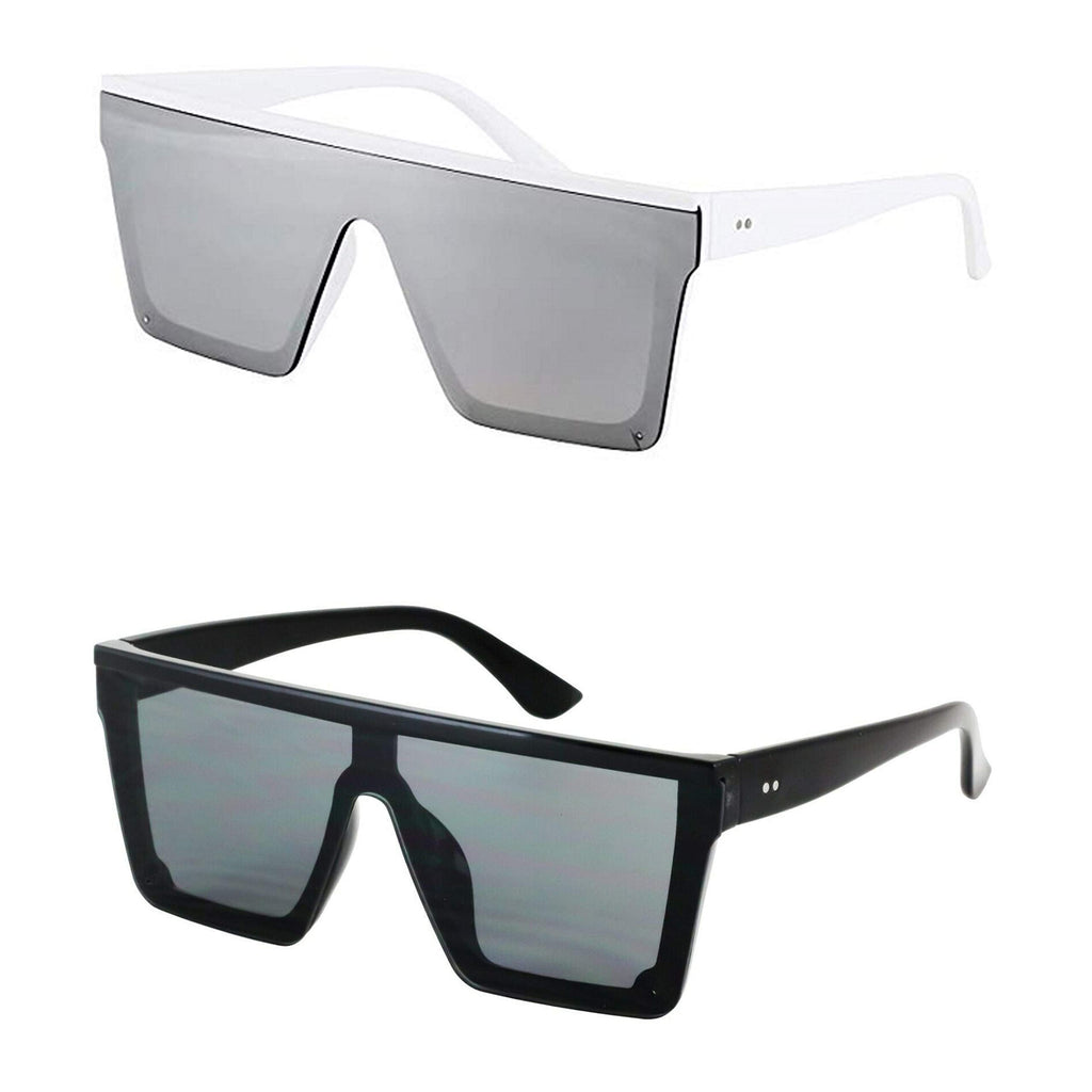 Glasses Luxury Sunglasses Fashion Flat Lens White Mirror Frame
