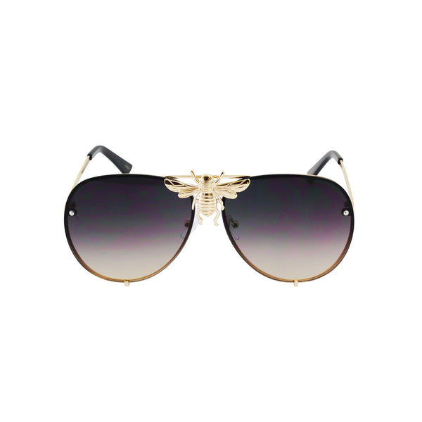 Big Bee Pilot Oversize Metal Frame Gradient Sunglasses - Flawless Eyewear