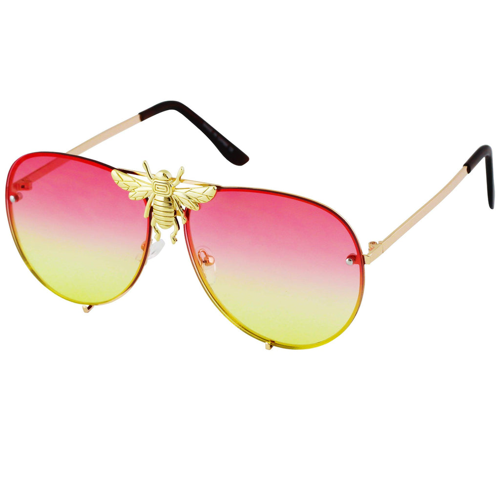 Bee Aviators Rimless Pilot Style Sun Glasses Shades Men's Polarized Driving Sunglasses, Denim / One Size